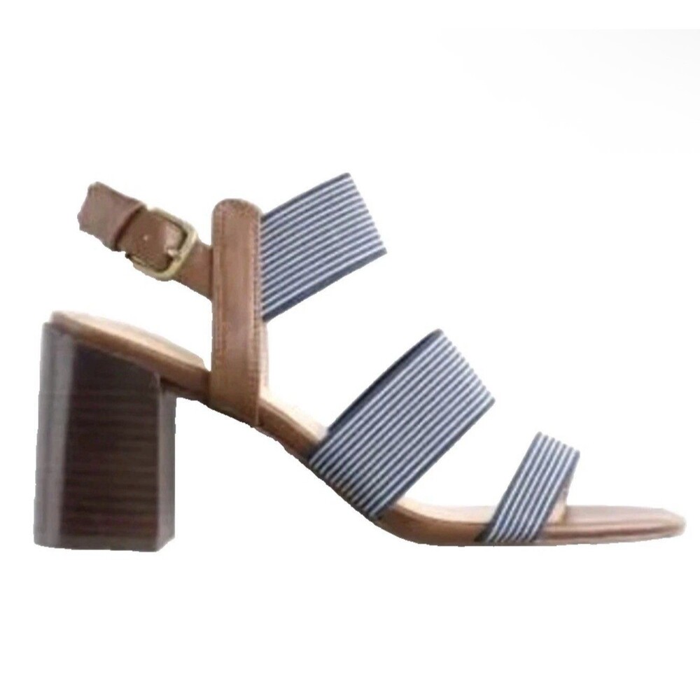 Market & Spruce Nicole Women Elastic Strap Striped Heel Sandal Size 6.5 NWOB